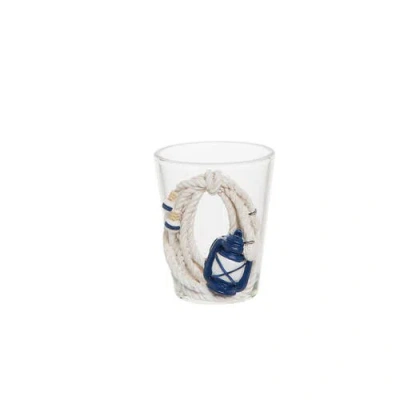Beachcombers Resin Nautical Rope Shot Glass In White