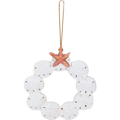 Beachcombers Sand Dollar Wreath Ornament In White