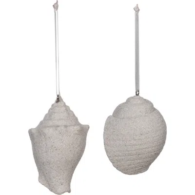 Beachcombers Sandy Shell Tree Ornament Assortment Of 2 In Gray