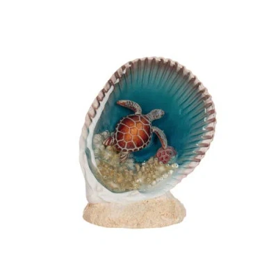 Beachcombers Sea Turtle In Seashell Figurine In Multi