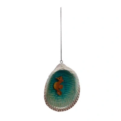 Beachcombers Seahorse In Seashell Tree Ornament In Blue