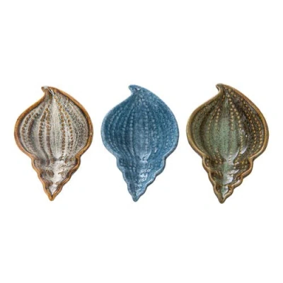 Beachcombers Shell Accent Dish Plates Set Of 3 In Multi
