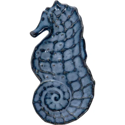 Beachcombers Textured Blue Seahorse Dish Porcelain Dinnerware Plate