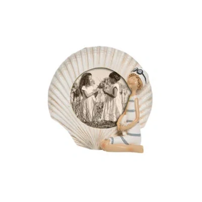Beachcombers Vintage Resin Sitting Girl Photo Picture Frame In White