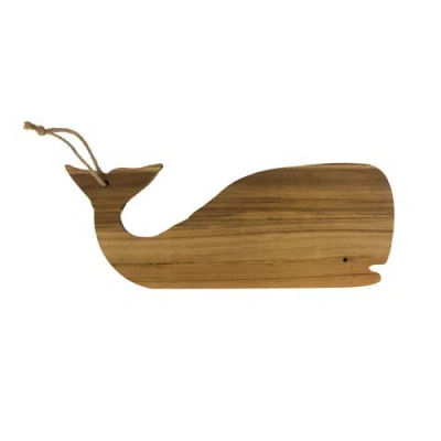 Beachcombers Whale Shape Wooden Serving Cutting Board Platter 16.5" In Brown