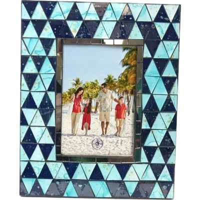 Beachcombers Wood Mosaic Photo Picture Frame Holder In Blue