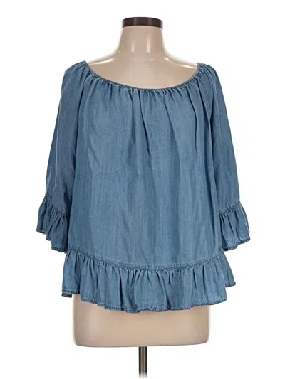 Pre-owned Beachlunchlounge 3/4 Sleeve Blouse In Blue