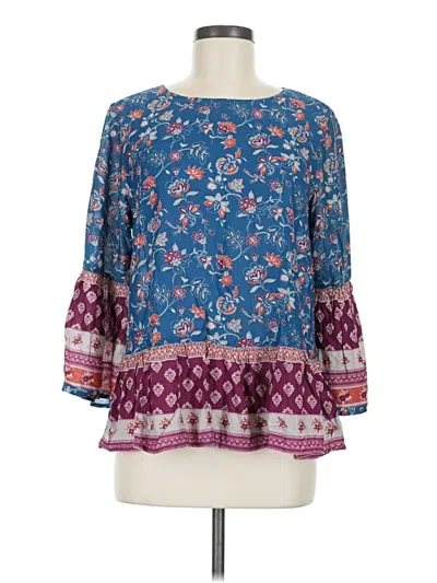 Pre-owned Beachlunchlounge 3/4 Sleeve Blouse In Blue