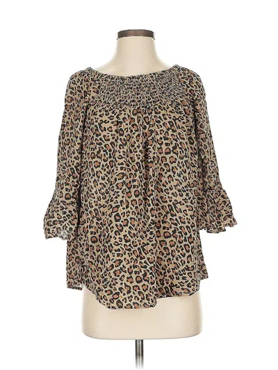 Pre-owned Beachlunchlounge 3/4 Sleeve Blouse In Brown