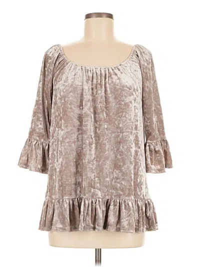 Pre-owned Beachlunchlounge 3/4 Sleeve Blouse In Brown