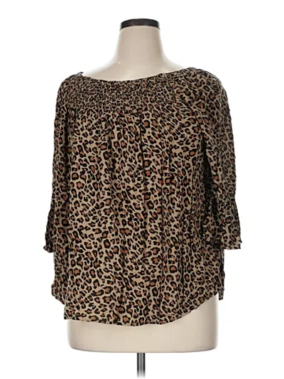 Pre-owned Beachlunchlounge 3/4 Sleeve Blouse In Brown