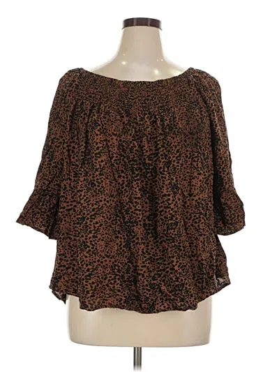 Pre-owned Beachlunchlounge 3/4 Sleeve Blouse In Brown