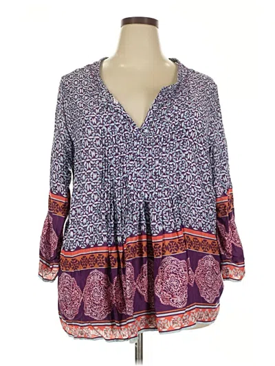 Pre-owned Beachlunchlounge 3/4 Sleeve Blouse In Purple