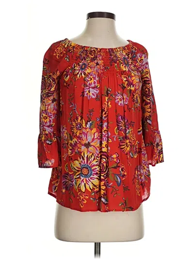 Pre-owned Beachlunchlounge 3/4 Sleeve Blouse In Red