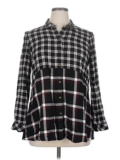 Pre-owned Beachlunchlounge 3/4 Sleeve Button Down Shirt In Black