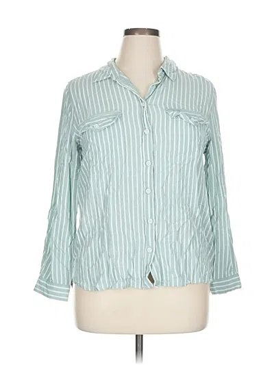 Pre-owned Beachlunchlounge 3/4 Sleeve Button Down Shirt In Blue