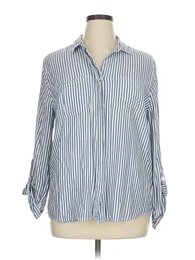 Pre-owned Beachlunchlounge 3/4 Sleeve Button Down Shirt In Blue