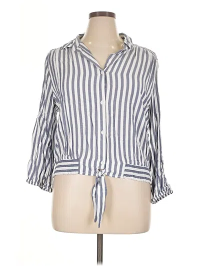 Beachlunchlounge 3/4 Sleeve Button Down Shirt In Blue