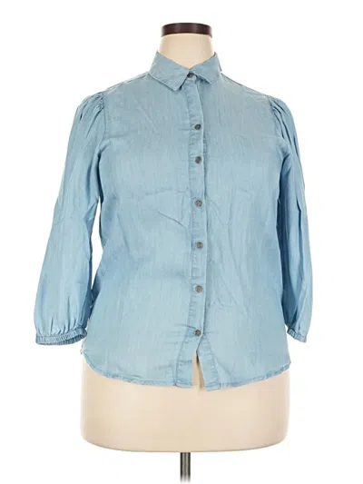 Pre-owned Beachlunchlounge 3/4 Sleeve Button Down Shirt In Blue