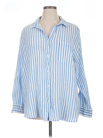 Pre-owned Beachlunchlounge 3/4 Sleeve Button Down Shirt In Blue