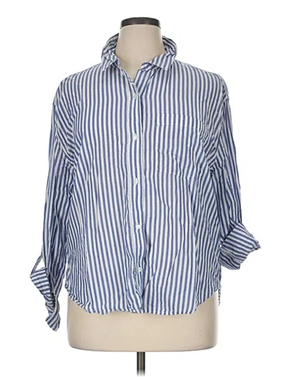 Pre-owned Beachlunchlounge 3/4 Sleeve Button Down Shirt In Blue