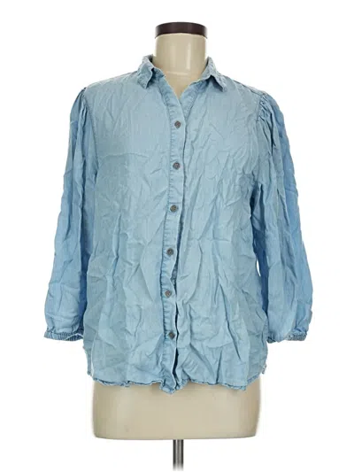 Pre-owned Beachlunchlounge 3/4 Sleeve Button Down Shirt In Blue