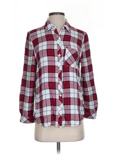 Pre-owned Beachlunchlounge 3/4 Sleeve Button Down Shirt In Burgundy