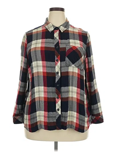 Pre-owned Beachlunchlounge 3/4 Sleeve Button Down Shirt In Burgundy