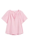 Beachlunchlounge Adie Cotton Guaze Popover Top In Wild Rose Wash