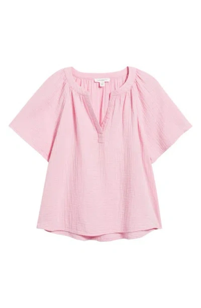 Beachlunchlounge Adie Cotton Guaze Popover Top In Wild Rose Wash