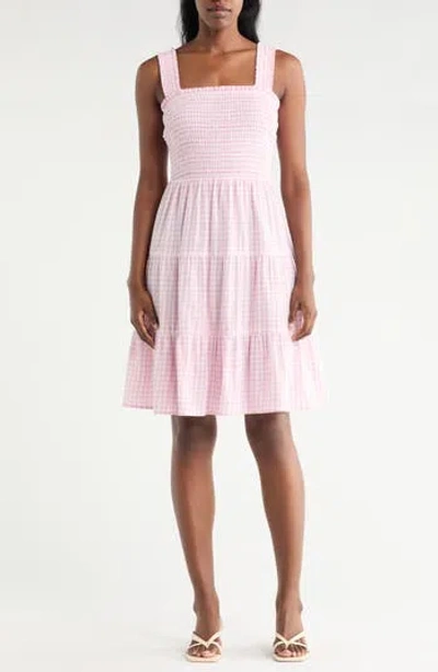 Beachlunchlounge Alice Smocked Tiered Dress In Pink