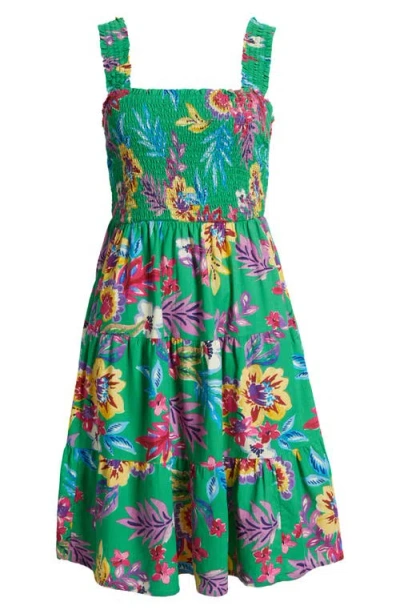 Beachlunchlounge Alice Tiered Sundress In Teal Garden