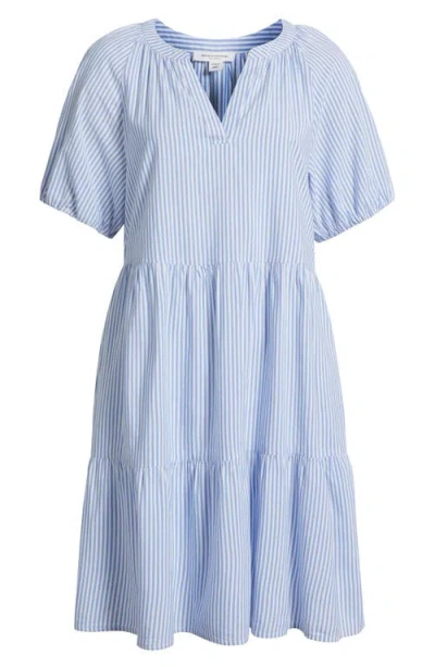 Beachlunchlounge Alora Stripe Tiered Cotton Blend Dress In Mid Blue Sail