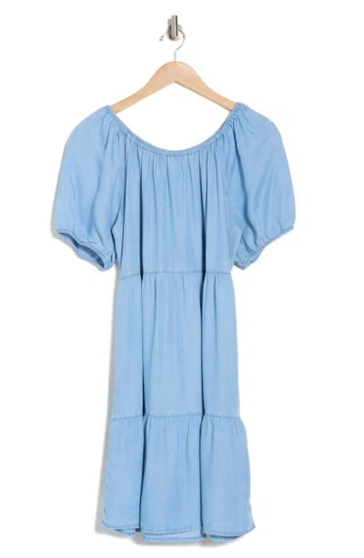 Beachlunchlounge Amber Denim Tiered Dress In Blue