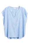 BEACHLUNCHLOUNGE ANA STRIPE LINEN & COTTON TOP