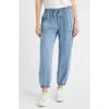 Beachlunchlounge Andi Chambray Drawstring Joggers In Blue
