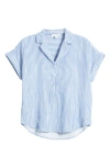 Beachlunchlounge Arin Stripe Short Sleeve Cotton Shirt