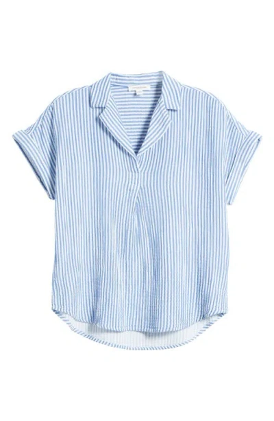 Beachlunchlounge Arin Stripe Short Sleeve Cotton Shirt
