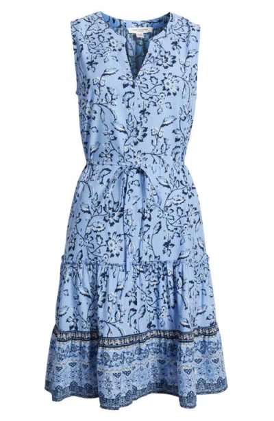 Beachlunchlounge Atlas Print Sleeveless Tiered Dress In Bare Sea