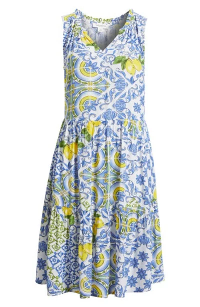 Beachlunchlounge Bella Dot Print Tiered Dress In Blue