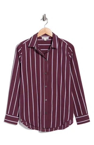Beachlunchlounge Belly Cotton Shirt In Bordeaux Stripe