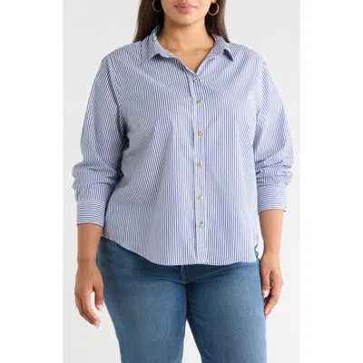 Beachlunchlounge Bentley Stripe Cotton Button-up Shirt In Blue
