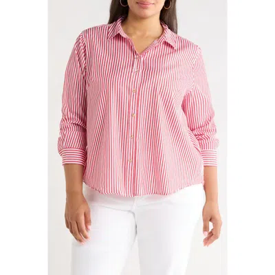 Beachlunchlounge Bentley Stripe Cotton Button-up Shirt In Pink