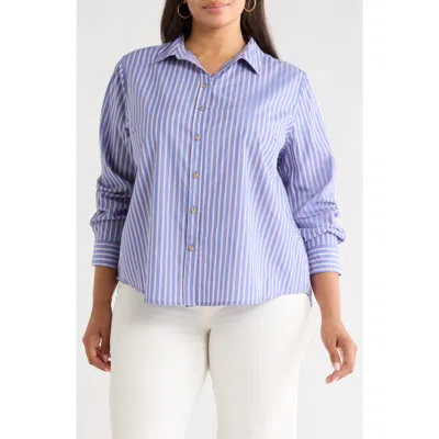 Beachlunchlounge Bentley Stripe Cotton Button-up Shirt In Purple