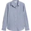 Beachlunchlounge Bentley Stripe Long Sleeve Cotton Button-up Shirt In Blue