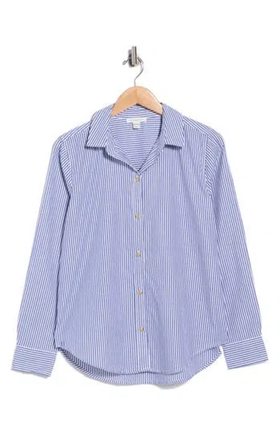 Beachlunchlounge Bentley Stripe Long Sleeve Cotton Button-up Shirt In Santorini