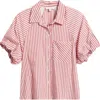 Beachlunchlounge Biance Bubble Sleeve Button-up Top In Burgundy