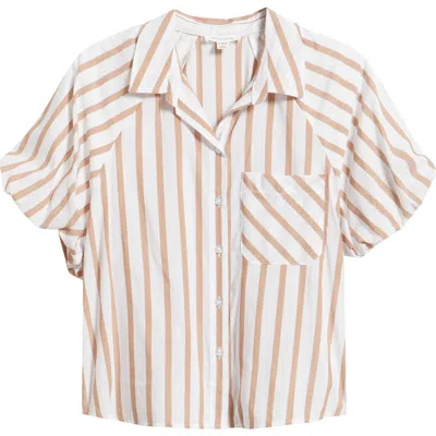 Beachlunchlounge Biance Bubble Sleeve Button-up Top In Gold