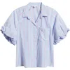 Beachlunchlounge Biance Bubble Sleeve Button-up Top In Multi
