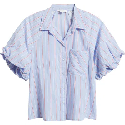 Beachlunchlounge Biance Bubble Sleeve Button-up Top In Multi